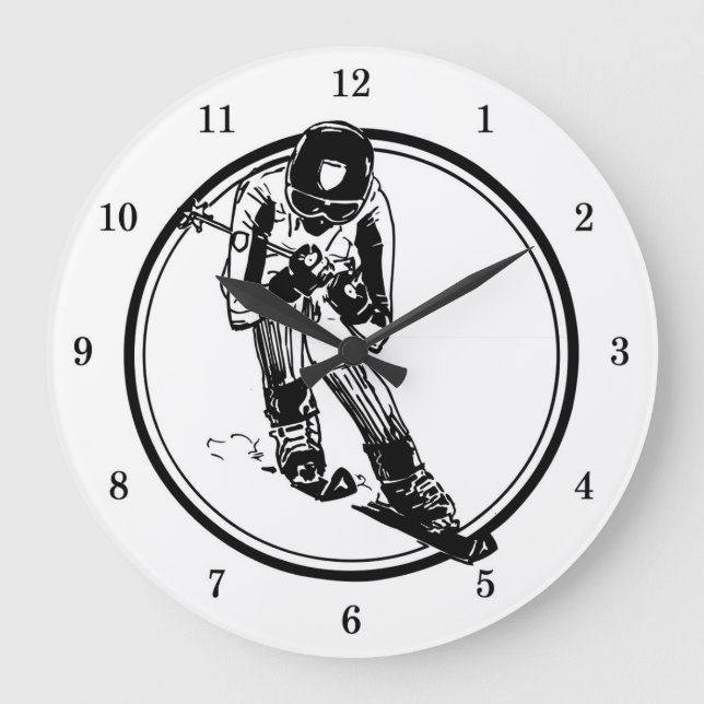 Cool Downhill Skier Wall Clock (Front)