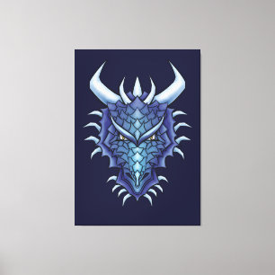 Cool Dragon Art - Purple  Blue Magical Dragon Head Canvas Print