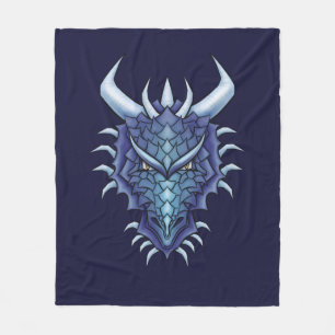 Cool Dragon Art - Purple Blue Magical Dragon Head Fleece Blanket