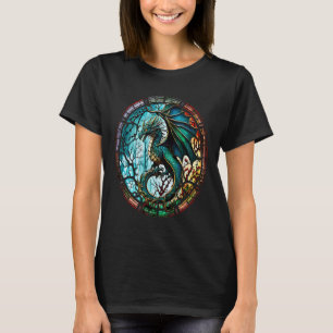 Cool Dragon Coloured Stained Glass Window Vintage T-Shirt