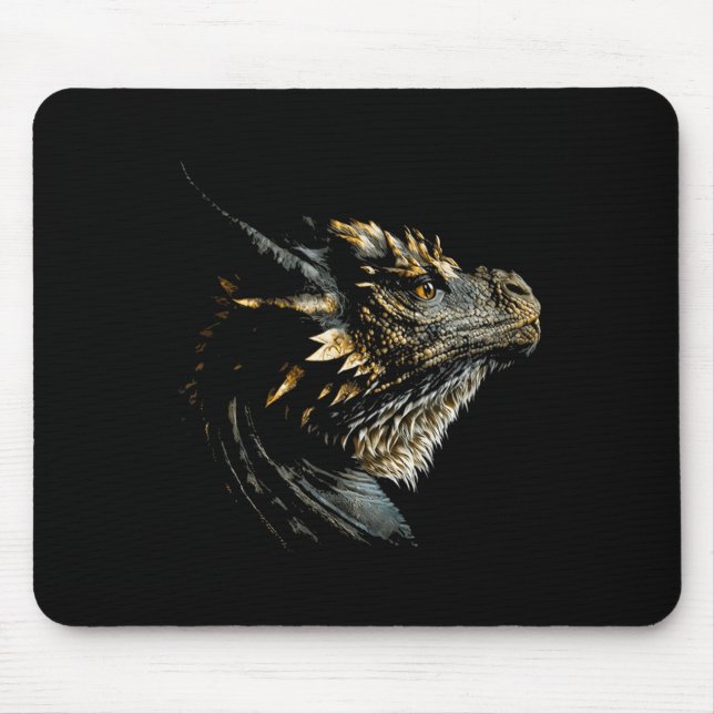 Cool Dragon Head Mythical Dragon Face Breathing Fi Mouse Mat (Front)