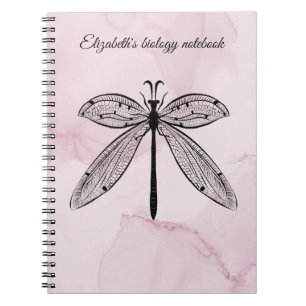 Cool Dragonfly Cottagecore Pink Biology Notebook