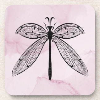Cool Dragonfly Cottagecore Pink Coaster