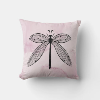 Cool Dragonfly Cottagecore Pink Cushion