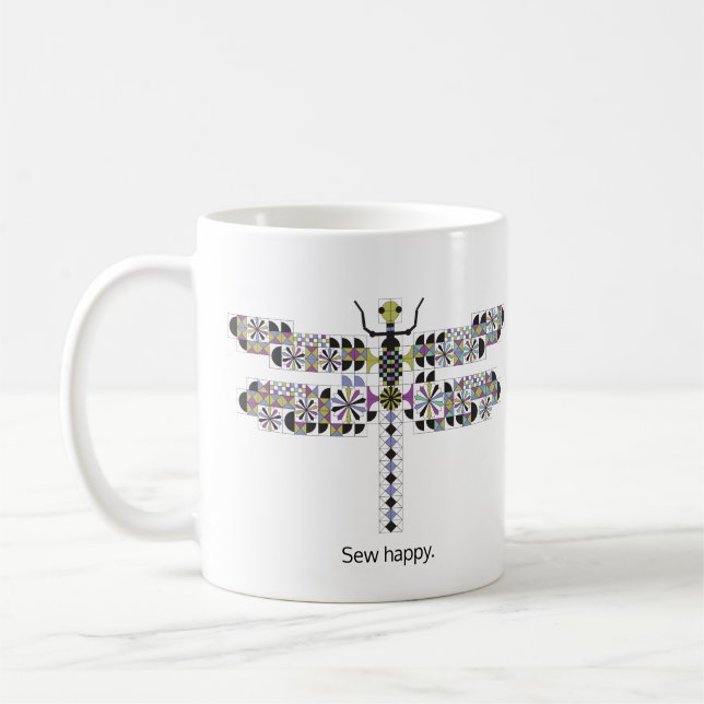 Cool Dragonfly Diva Quilt Coffee Mug (Left)