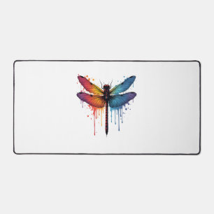 Cool Dragonfly on colorful painted Dragonfly Desk Mat
