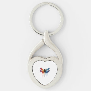 Cool Dragonfly on colorful painted Dragonfly Key Ring