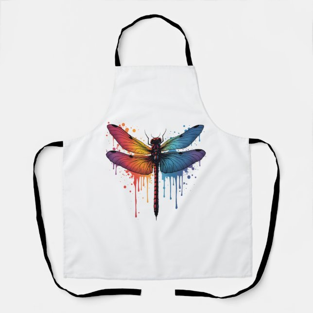 Cool Dragonfly on colourful painted Dragonfly Apron (Front)