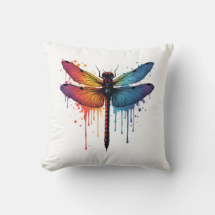 Cool Dragonfly on colourful painted Dragonfly Cushion