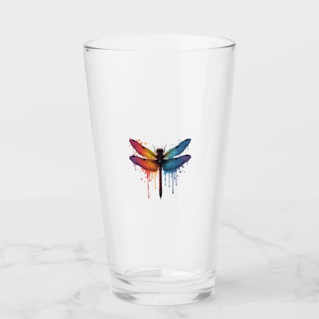 Cool Dragonfly on colourful painted Dragonfly Glass (Front)