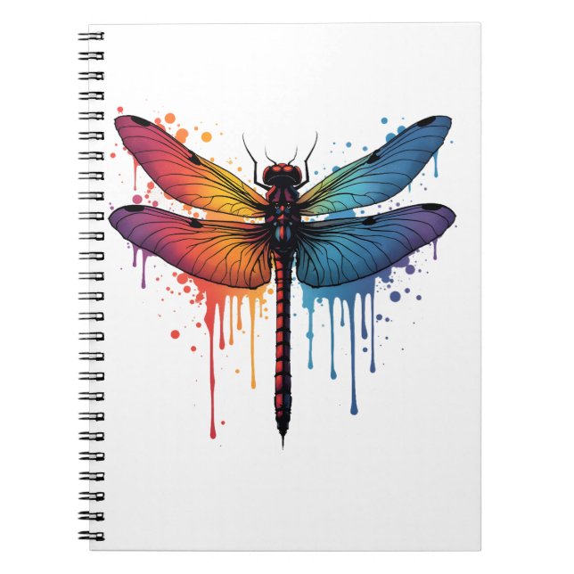 Cool Dragonfly on colourful painted Dragonfly Notebook (Front)