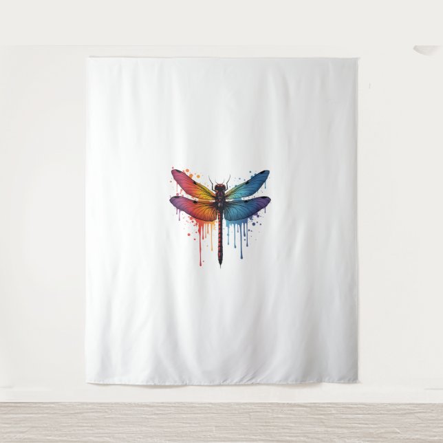 Cool Dragonfly on colourful painted Dragonfly Tapestry (Front)