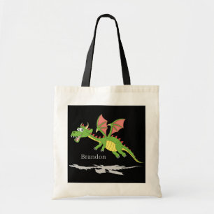cool dragons add name kids  tote bag