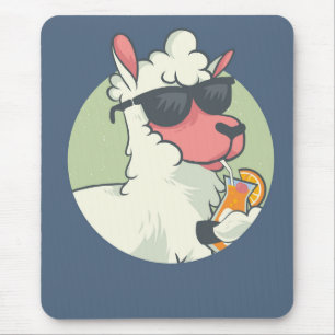 Cool Drink Summer Llama Mouse Mat