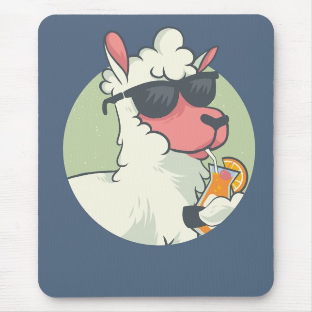 Cool Drink Summer Llama Mouse Mat (Front)