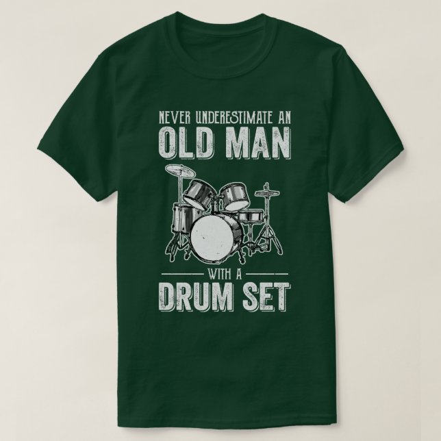 Cool Drummer Art Men Dad Drum Set Player Drum Kit  T-Shirt (Design Front)