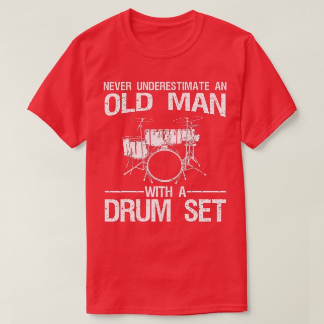 Cool Drummer Art Men Dad Drum Set Player Drum Kit  T-Shirt (Design Front)