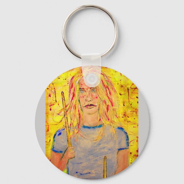 cool drummer girl key ring (Front)