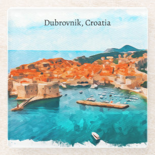 Cool Dubrovnik Croatia Adria Coast Panorama View Glass Coaster