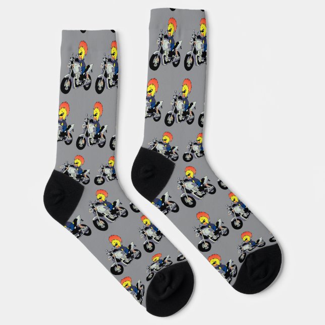 Cool Duck Riding a Motorcycle Socks (Right)