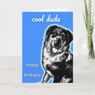 Cool Dude Australian Shephard Folded Greeting Card