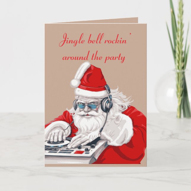 Cool Dude Old Skool Eighties Christmas DJ  Card (Front)