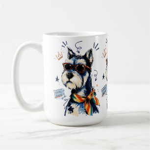 Cool Dude Schnauzer Dog with Sunglasses Coffee Mug