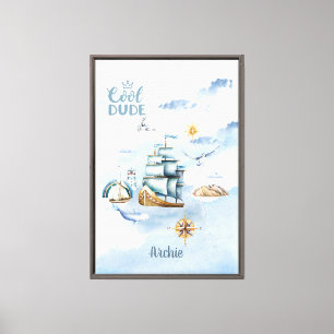 Cool Dude Ship in the Ocean Customisable Canvas Print