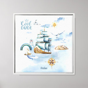 Cool Dude Ship in the Ocean Customisable  Canvas Print