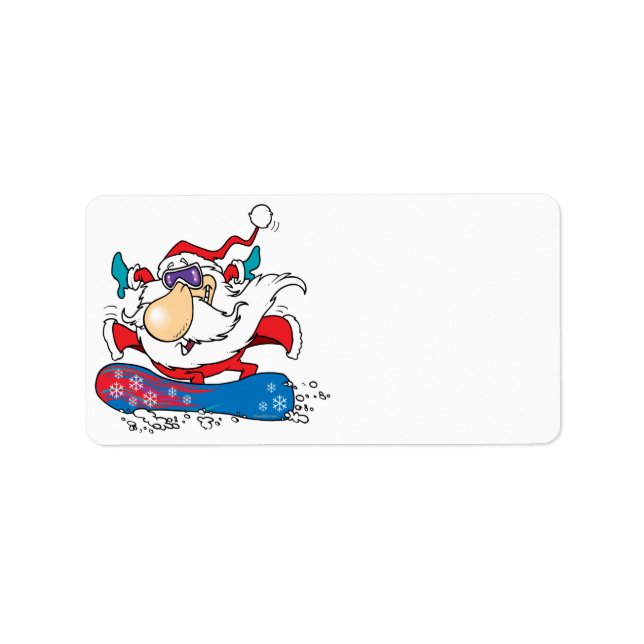 cool dude snowboarding santa claus label (Front)