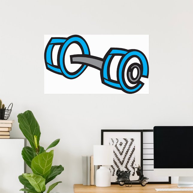 Cool Dumbbell Fitness Blue and Grey Gym Graphic  Poster (Creator Uploaded)