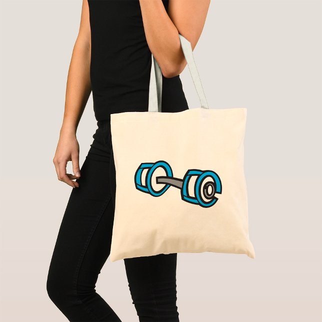 Cool Dumbbell Fitness Blue and Grey Gym Graphic  Tote Bag (Creator Uploaded)