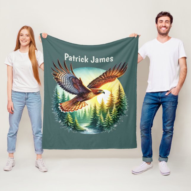 Cool Eagle lovers add name Fleece Blanket (In Situ)