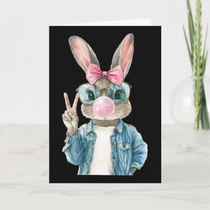 Cool Easter Bunny Blow Bubble Gum Rabbit Egg Hunt Card