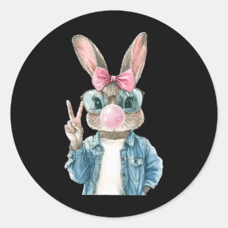 Cool Easter Bunny Blow Bubble Gum Rabbit Egg Hunt  Classic Round Sticker