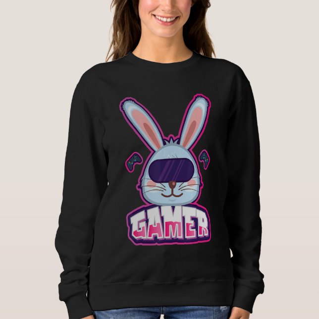 Cool Easter Bunny Gamer  Easter Basket Rabbit Sweatshirt (Front)