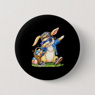 Cool easter bunny hip hop kids boys 6 cm round badge