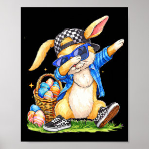 Cool easter bunny hip hop kids boys poster