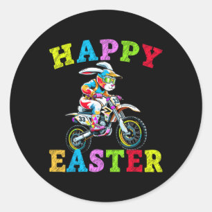 Cool Easter Bunny Motorcycle Happy Easter Day, Bik Classic Round Sticker