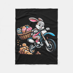 Cool Easter Bunny Motorcycle Happy Easter Day, Di Fleece Blanket