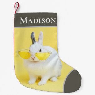Cool Easter Bunny Rabbit Sunglasses Personalised Small Christmas Stocking