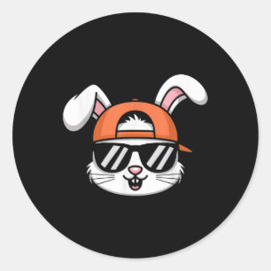 Cool Easter Bunny With Hat Funny Boys Kids Classic Round Sticker
