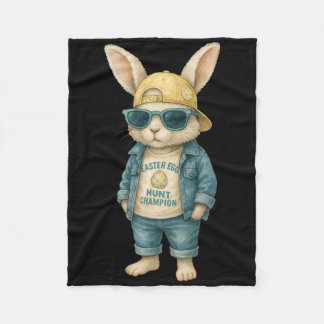 Cool Easter Bunny With Sungles For Boys Teens Men  Fleece Blanket