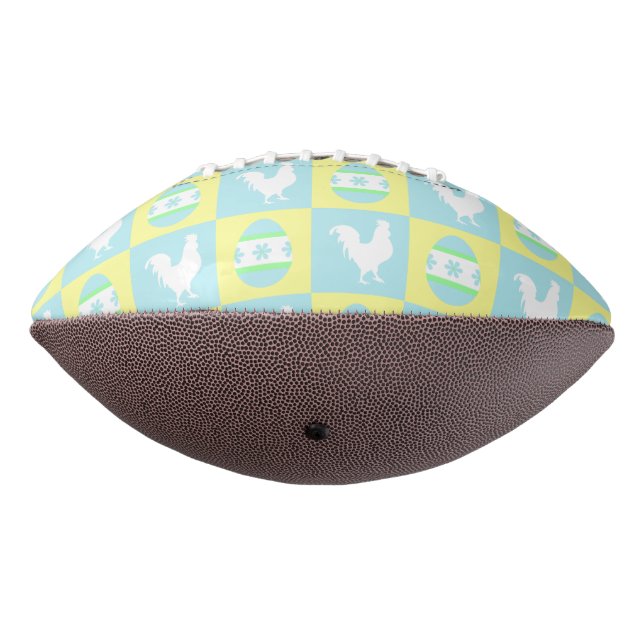 Cool Easter Chequerboard Pattern Rooster Eggs American Football (Rotated 270)