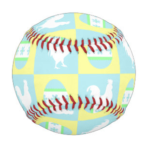 Cool Easter Chequerboard Pattern Rooster Eggs Baseball