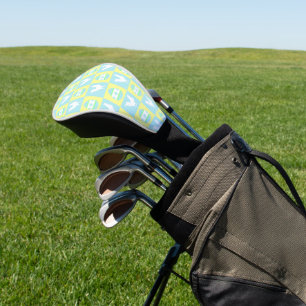 Cool Easter Chequerboard Pattern Rooster Eggs Golf Head Cover