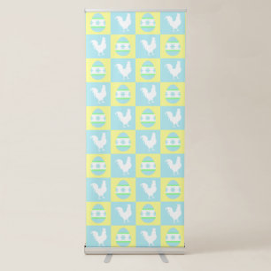 Cool Easter Chequerboard Pattern Rooster Eggs Retractable Banner
