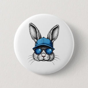 Cool Easter Day Bunny Face With Sungles Men Boys K 6 Cm Round Badge