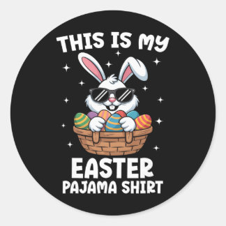 Cool Easter Egg Sket Bunny This Is My Easter Pajam Classic Round Sticker