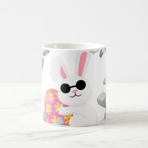 Cool Easter Rabbit with Colourful Egg Funny Bunny Coffee Mug